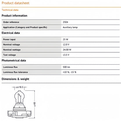 1 x Osram PSX24W 12V 24W Halogen Globe 3200K Original 2504 Fog Light Signal Lamp