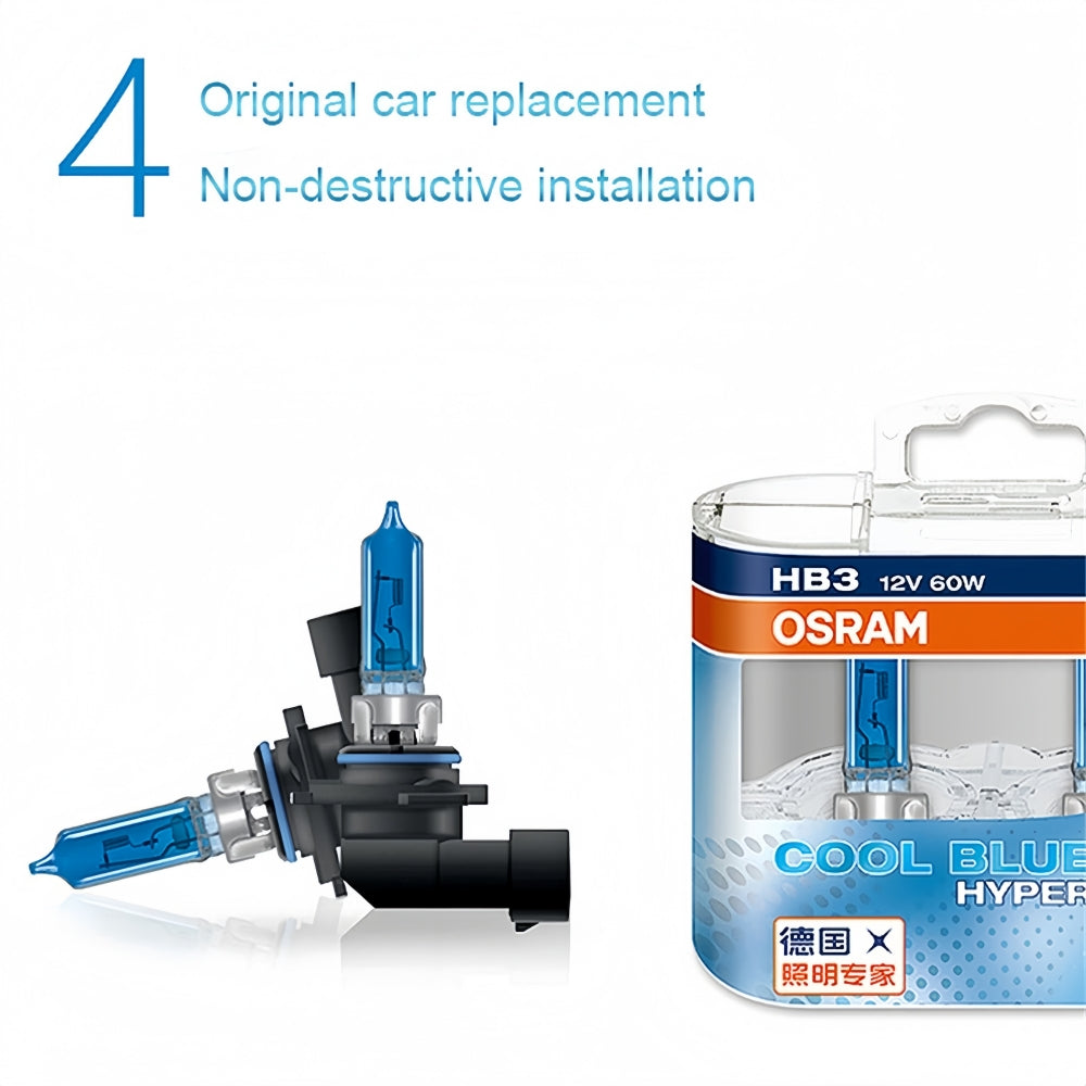 2 x Osram 12V H4 60/55W Hi/Low HB2 9003 Halogen Hyper White Globe 5300K