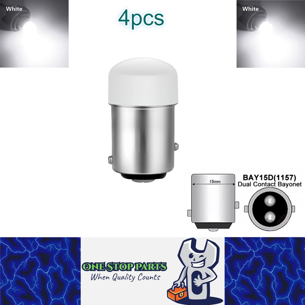 4 x Cool White BAY15D 1157 12V 9SMD 600LM LED Condensing Lens Cool White (4pcs)