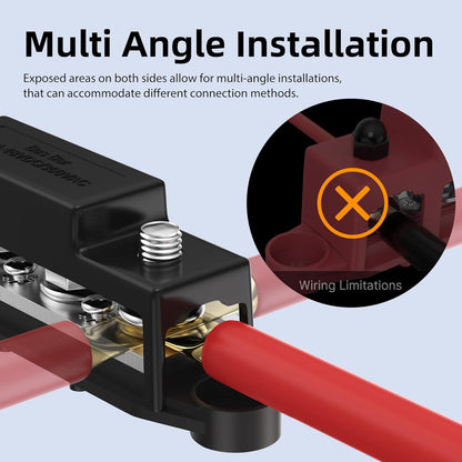 M10 Bus Bar 12V-48V 275A Power Distribution Block 4xM10 Posts Stud 6xM4 Terminal