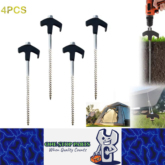 4 x Black Tent Stakes 20CM Screw in Tent Pegs Ground Nails Stakes for Camping