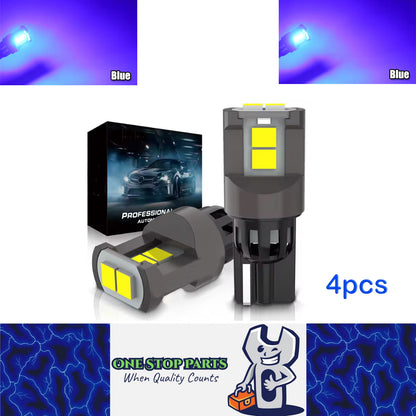 4pcs T10 Blue Ultra Bright 6SMD 3080 Canbus LED Bulbs 194 W5W T10 LED Globes