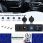 12V 24V 1 Gang Rocker Switch Panel LED Voltmeter Dual USB Port 12V Outlet 4 in 1