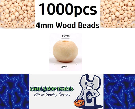 1000 x 4mm Natural wood beads round DIY jewelry Handmade Accessories