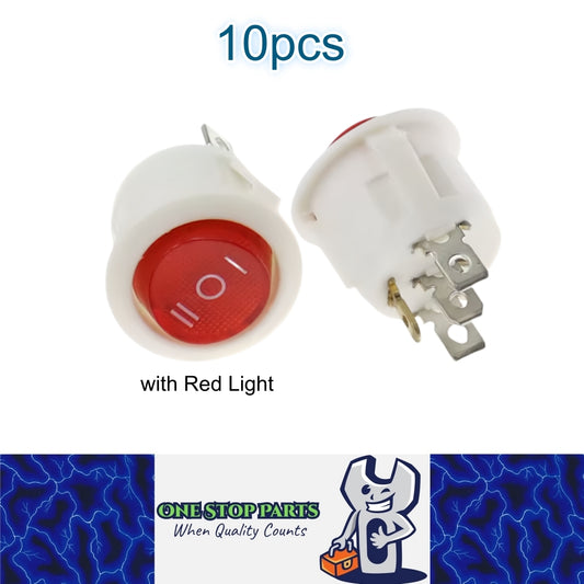 10 x Round Rocker Switch Car Boat Dashboard 4 Pin ON/OFF/ON Power Switch Red