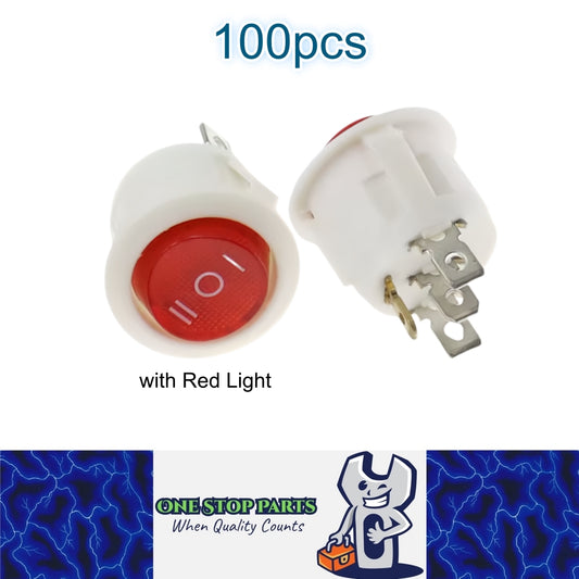 100 x Round Rocker Switch Car Boat Dashboard 4 Pin ON/OFF/ON Power Switch Red