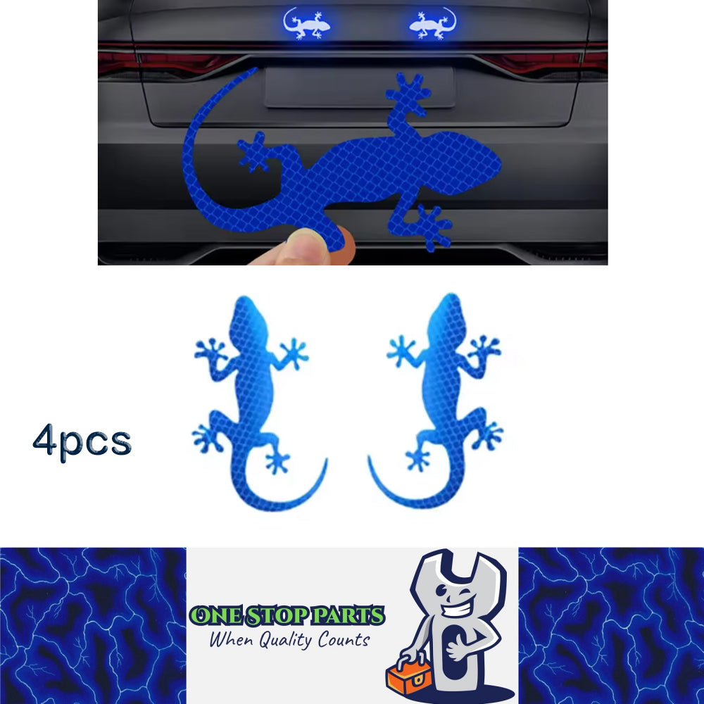 4 x Blue Car Reflective Sticker Safety Warning Mark Gecko Reflective Tape Strip
