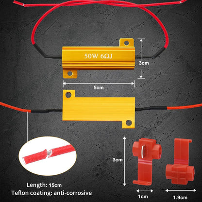 4 x 50W 6 Ohm LED Load Resistor Fix LED Blub Hyper Flash Turn Signal Blink Error