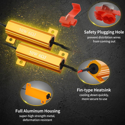 4 x 50W 6 Ohm LED Load Resistor Fix LED Blub Hyper Flash Turn Signal Blink Error