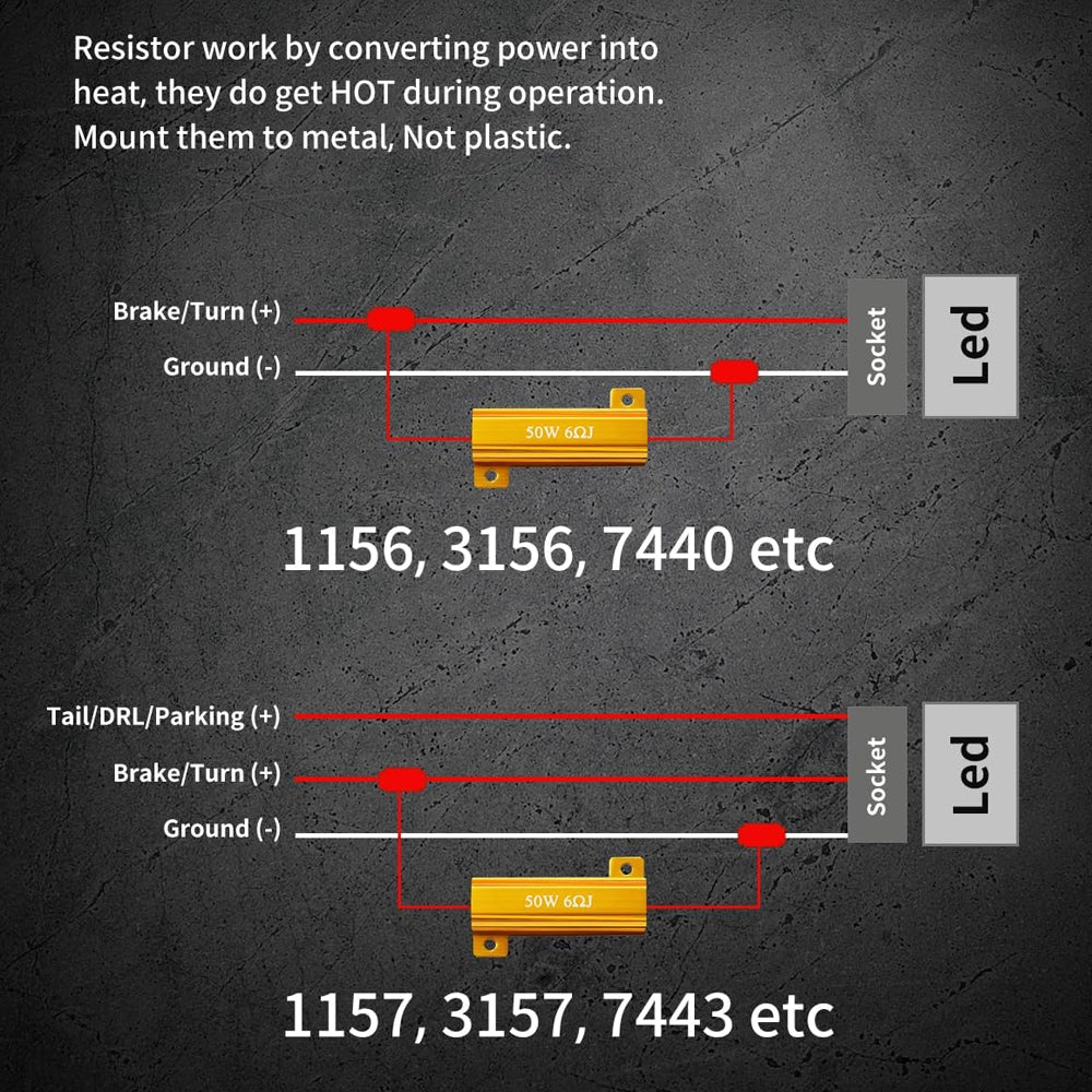 4 x 50W 6 Ohm LED Load Resistor Fix LED Blub Hyper Flash Turn Signal Blink Error