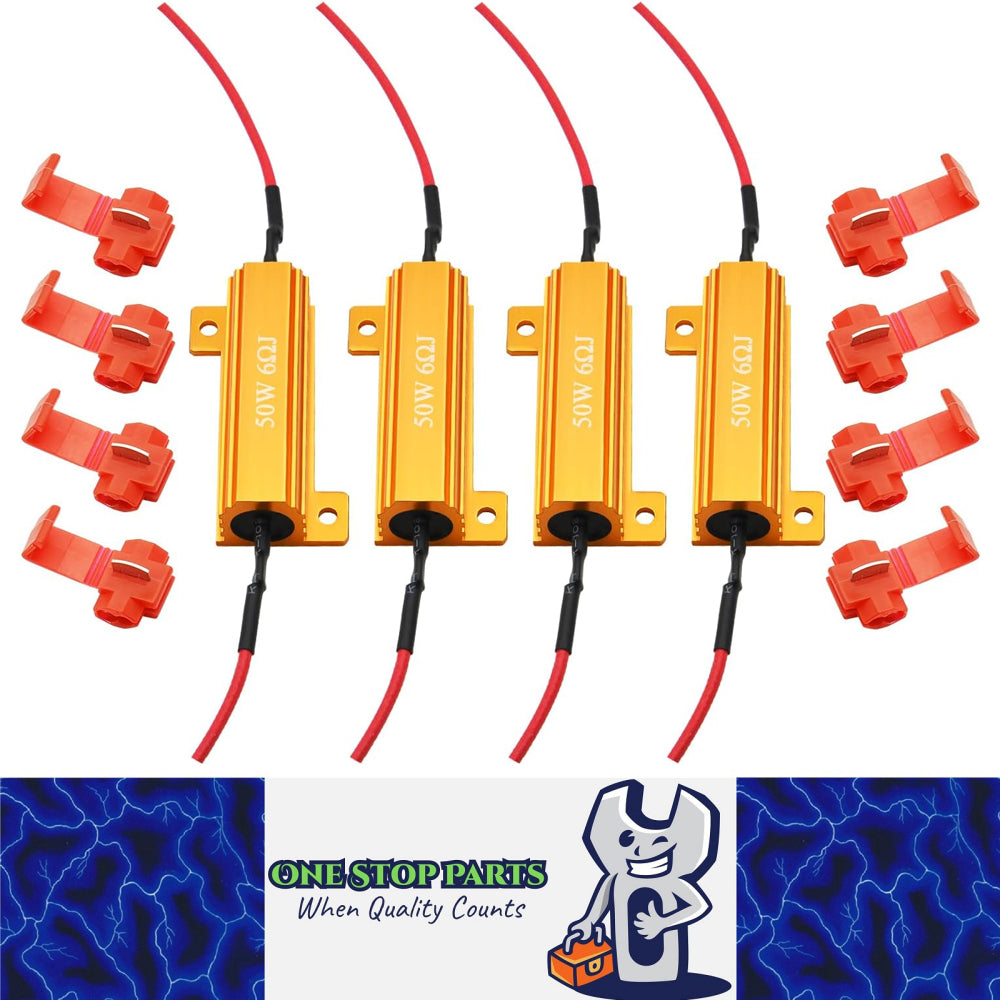 4 x 50W 6 Ohm LED Load Resistor Fix LED Blub Hyper Flash Turn Signal Blink Error