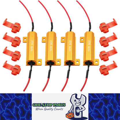4 x 50W 6 Ohm LED Load Resistor Fix LED Blub Hyper Flash Turn Signal Blink Error