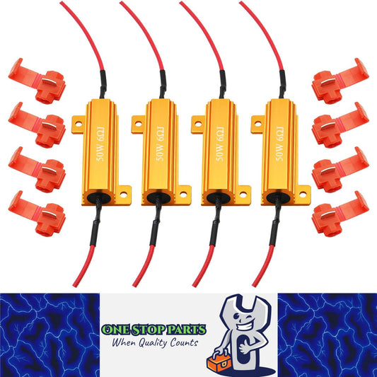 4 x 50W 6 Ohm LED Load Resistor Fix LED Blub Hyper Flash Turn Signal Blink Error