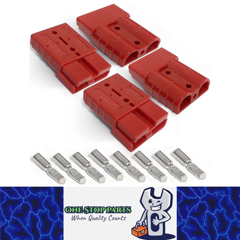 4 x 50A Red Anderson Style Sockets Plugs 50 Amp for Caravan and Camping (4pcs)