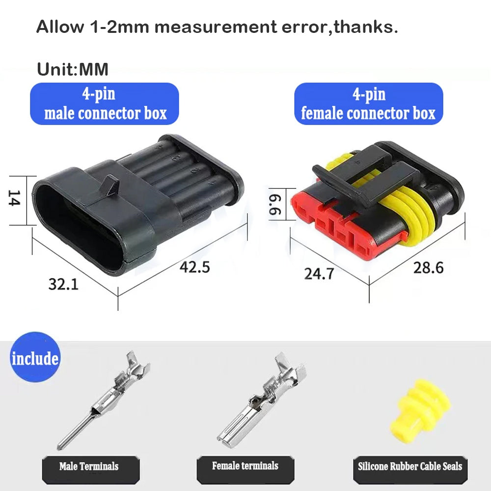 10 Sets 4 Pin Way AMP Waterproof Connector Car Electrical Wire Connectors Plugs