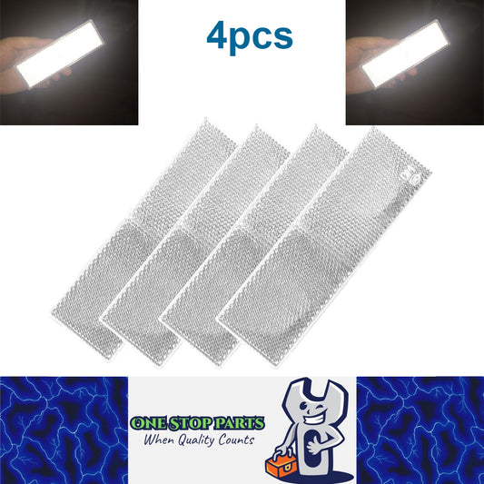 4 X White Reflectors Adhesive Backing Stick on White Reflectors 150x50mm 4pcs