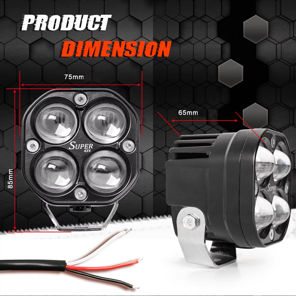 2 x Yellow Led Work Light 75mm 12V 24V 3500K LED Spotlight Fog Light 4WD Car SUV