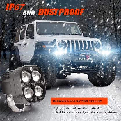 2 x White Led Work Light 75mm 12V 24V 6500K LED Spotlight Fog Lights 4WD Car SUV