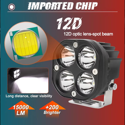 2 x Yellow Led Work Light 75mm 12V 24V 3500K LED Spotlight Fog Light 4WD Car SUV