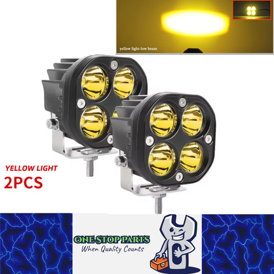 2 x Yellow Led Work Light 75mm 12V 24V 3500K LED Spotlight Fog Light 4WD Car SUV