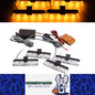 4x Car Front LED Grille Lights Yellow LED Strobe Light Remote Grill Warning Lamp