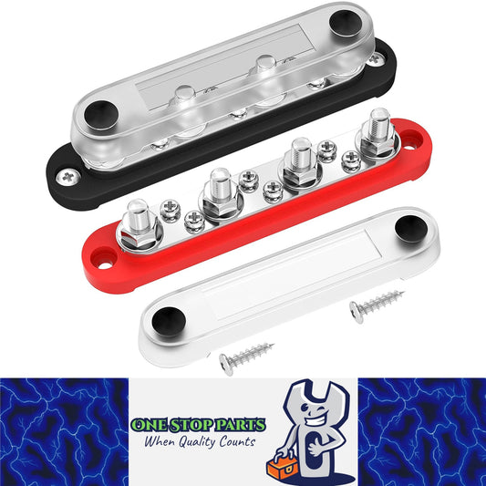M8 Bus Bar 12V-48V 150A Power Distribution Block 4xM8 Posts Studs 6xM4 Terminals