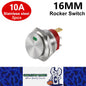 5x Green LED 16mm Metal Rocker Switch 12-24V 10A 3Pin ON/OFF Self-Locking Switch