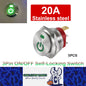5 x Green Power LED 22mm Metal Rocker Switch 12-24V 20A 3Pin ON/OFF Self-Locking
