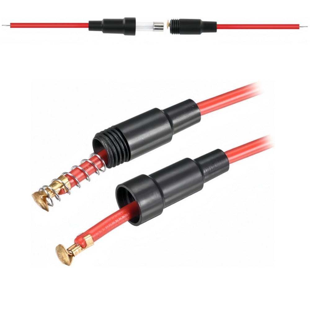 5 x Inline Glass Fuse Holders with 5mm x 20mm Long 8A Glass Fuses 22 AWG Wires