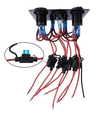 Pre Wired 5 Gang Switch Panel Usb Volt Meter Socket For Car Truck Marine (Blue)