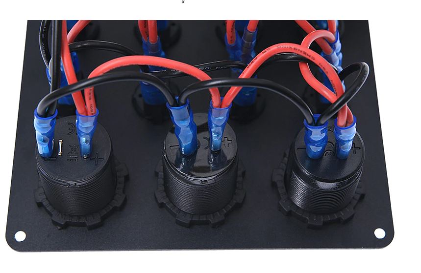 Pre Wired 5 Gang Switch Panel Usb Volt Meter Socket For Car Truck Marine (Blue)
