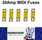 5 x 20A MIDI Fuses ANS 20 Amp Fuses 41mm x 12mm Yellow 4wd Caravan Fuses 5pcs