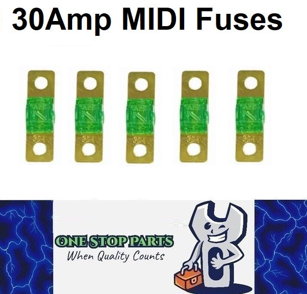 5 x 30A MIDI Fuses ANS 30 Amp Fuses 41mm x 12mm 4wd Caravan Truck Bus Fuses 5pcs