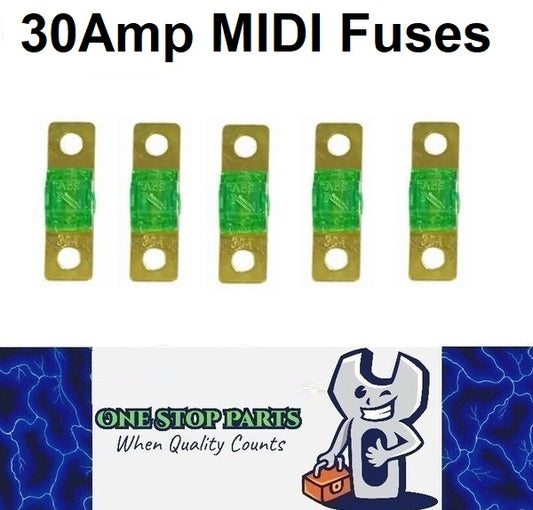 5 x 30A MIDI Fuses ANS 30 Amp Fuses 41mm x 12mm 4wd Caravan Truck Bus Fuses 5pcs