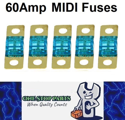 5 x 60A MIDI Fuses ANS 60 Amp Fuses 41mm x 12mm 4wd Caravan Truck Bus Fuses 5pcs
