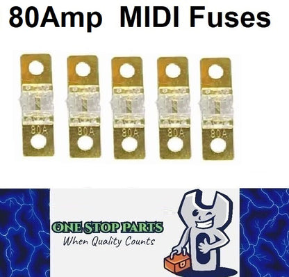 5 x 80A MIDI Fuses ANS 80 Amp Fuses 41mm x 12mm 4wd Caravan Truck Bus Fuses 5pcs