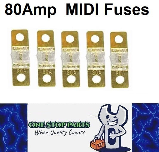 5 x 80A MIDI Fuses ANS 80 Amp Fuses 41mm x 12mm 4wd Caravan Truck Bus Fuses 5pcs