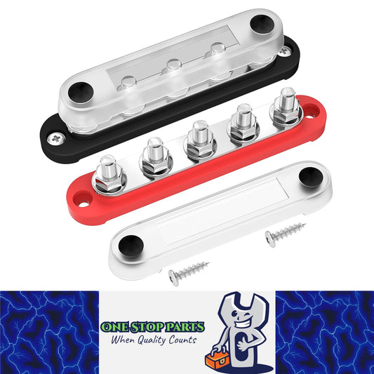 M8 Bus Bar 12V-48V 150A Power Distribution Block 5xM8 Posts Stud Terminal Block