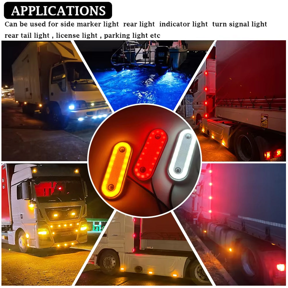 5 x Amber LED Side Marker Lamps 20SMD 12V-24V LED Marker Lights with Reflector