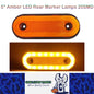 5 x Amber LED Side Marker Lamps 20SMD 12V-24V LED Marker Lights with Reflector