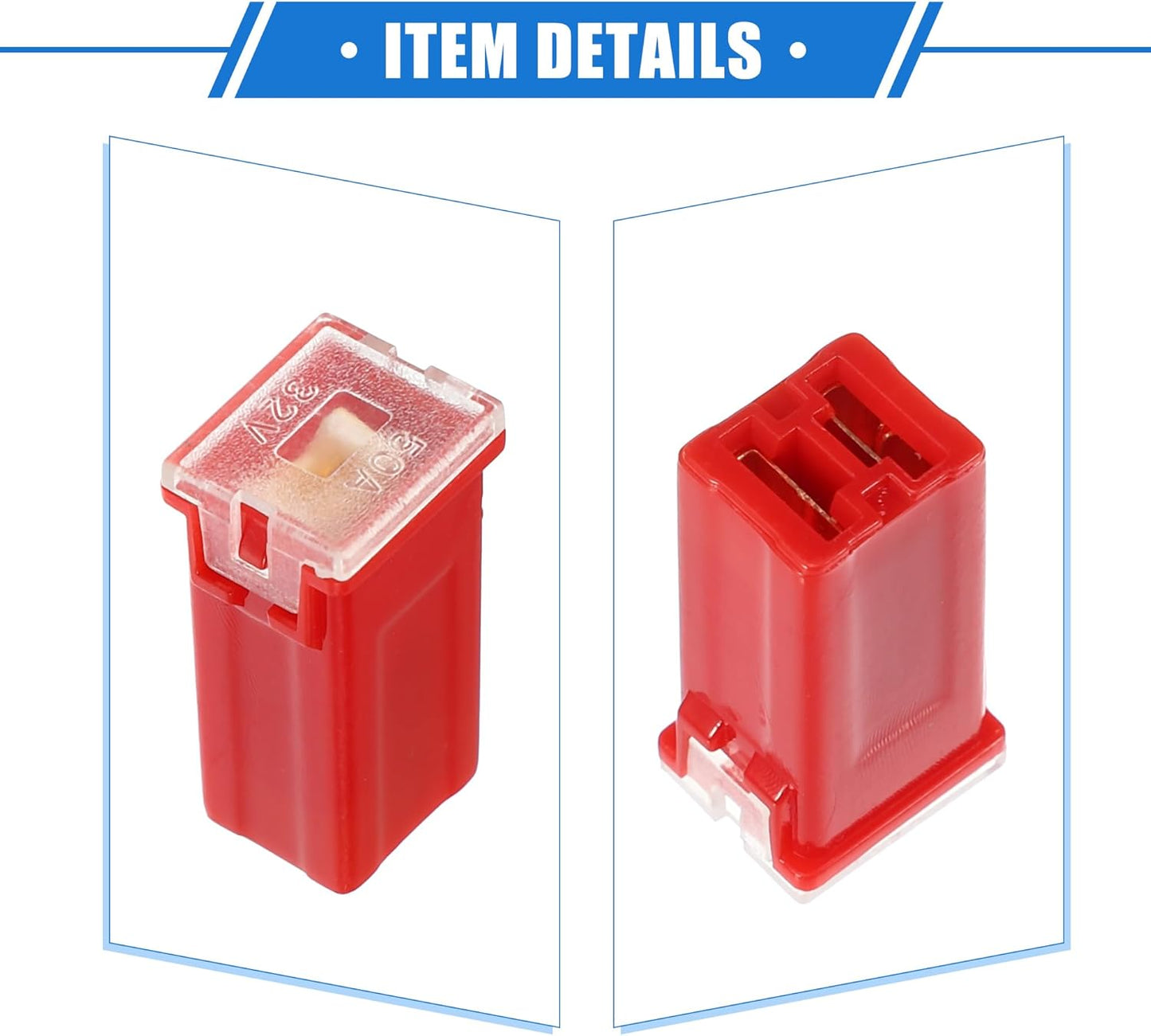 5 x 50Amp Red Small Slow Blow Fuse Block 10mmx12mm x 27mm High 50A Fuse (5pcs)