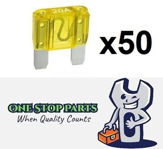 50 x YELLOW 20 AMP MAXI BLADE FUSES 20A 50PCS FREE DELIVERY BULK BUY