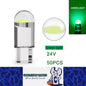 50 X 24V Green T10 Dome Head COB LED Globes Ideal for Dash Lights Parkers