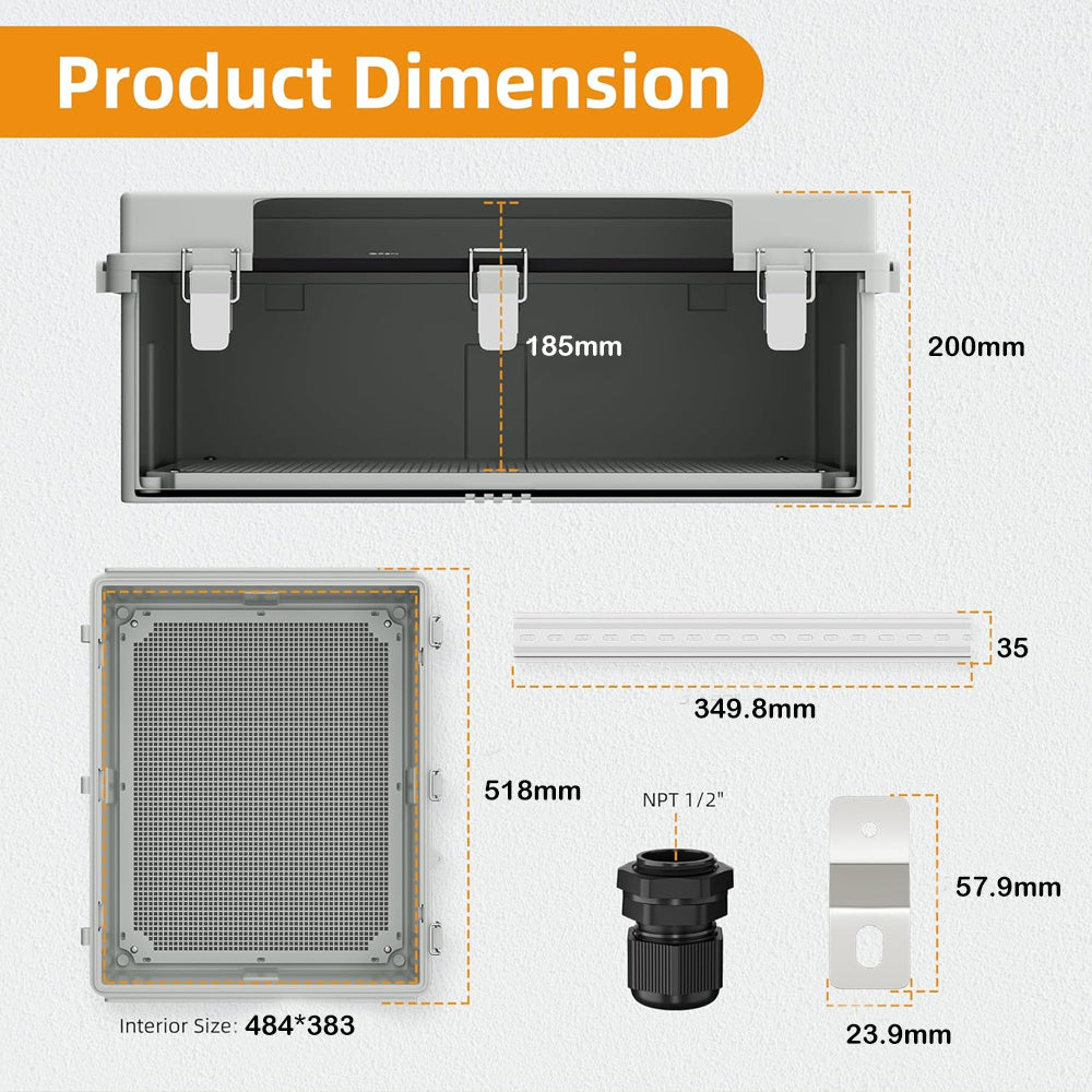 Waterproof Outdoor Electrical Box 500x400x200MM Plastic Junction Enclosure Box