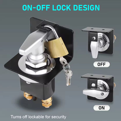 500A Battery Disconnect Switch 12V 36V Battery Kill Switch with Lockout Plate