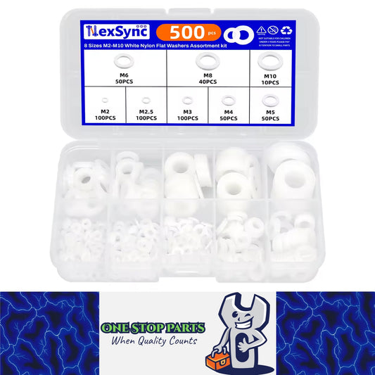 500pcs Nylon Flat Washers Kit 8 Size M2/2.5/3/4/5/6/8/10 Seal Spacer Gasket Ring