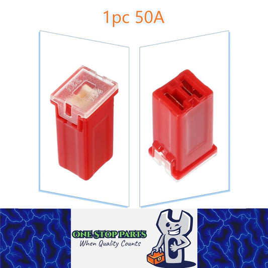 1 x 50Amp Red Small Slow Blow Fuse Block 10mmx12mm x 27mm High 50A Fuse (1pc)