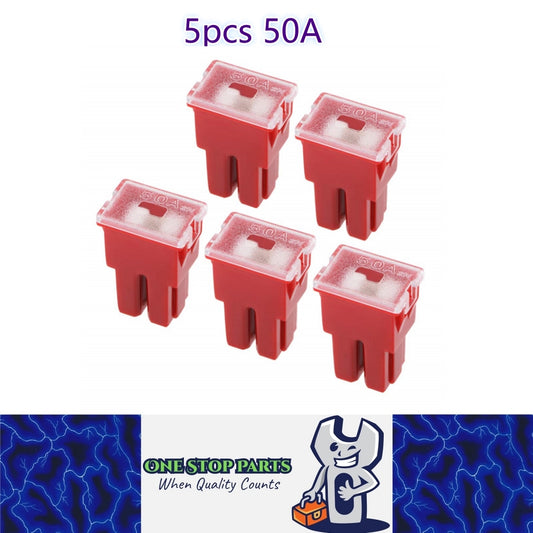 5 x 50Amp Red Medium Female Slow Blow Fuse Block 15mmx22mmx32mm High 50A Fuse