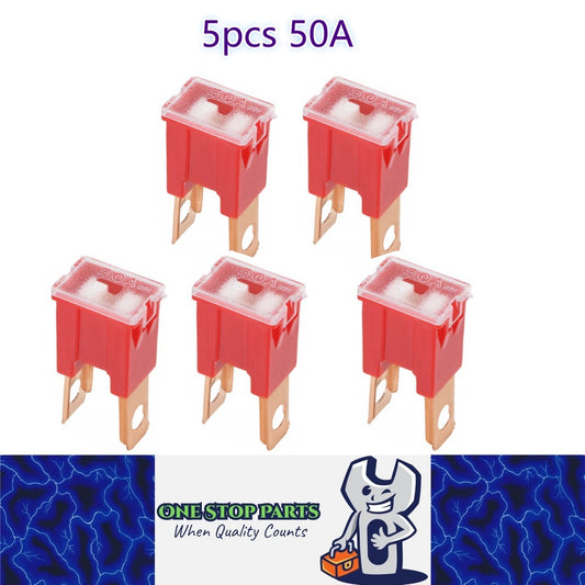 5 x 50Amp Red Large Male Slow Blow Fuse Block 15mmx22mmx43mm High 50A Fuse 5pcs