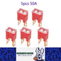 5 x 50Amp Red Large Male Slow Blow Fuse Block 15mmx22mmx43mm High 50A Fuse 5pcs